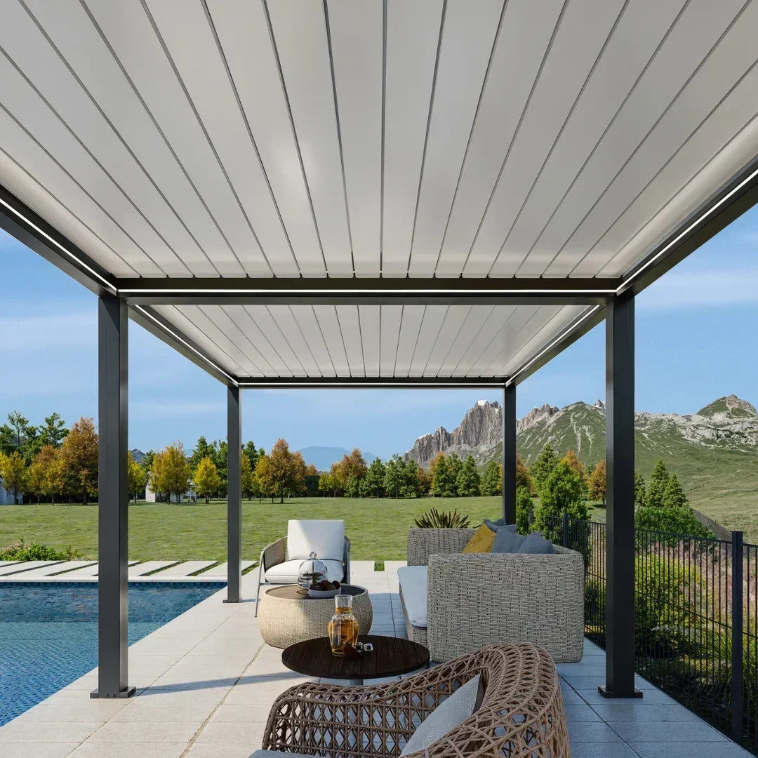 4x3m Pergola Adossée Bioclimatique : Gamme Nova - Pergomax